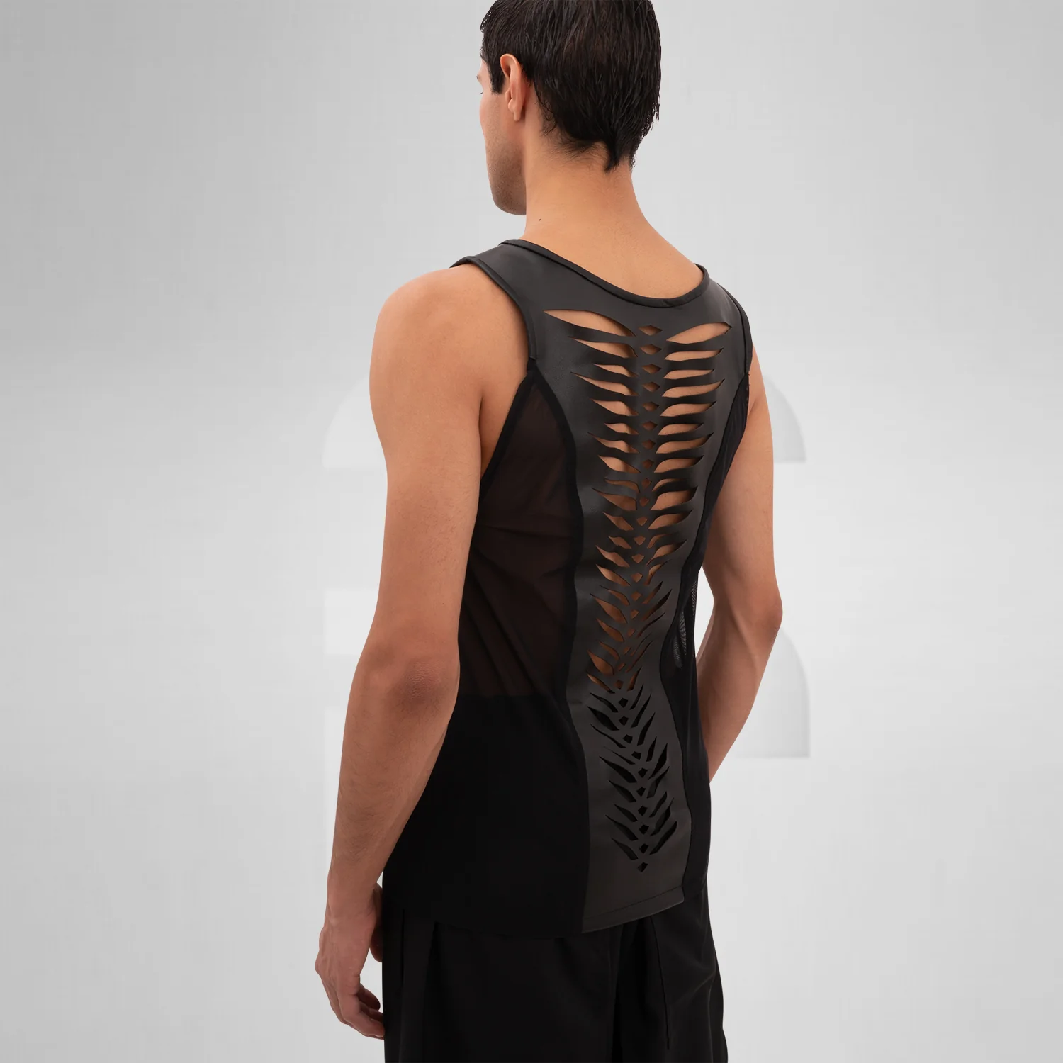Cutting Edge Faux Leather Mesh Tanktop - Image 5