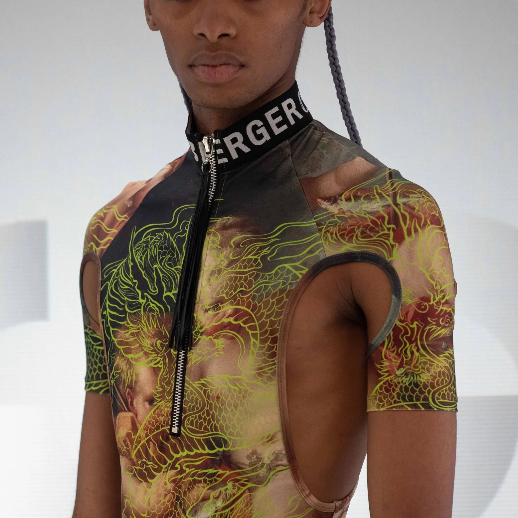 Neon Dragon High-Neck Thong Bodysuit - Image 4