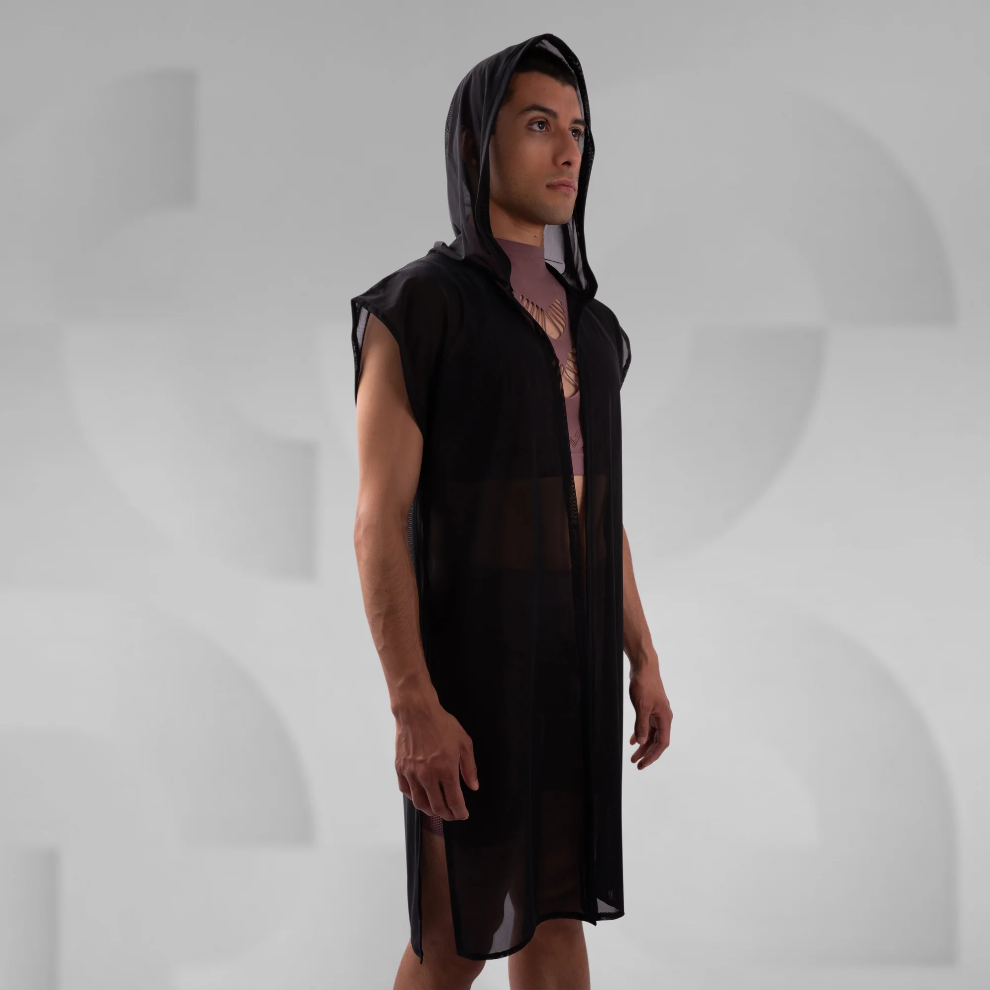 Hooded Mesh Cardigan - Image 4