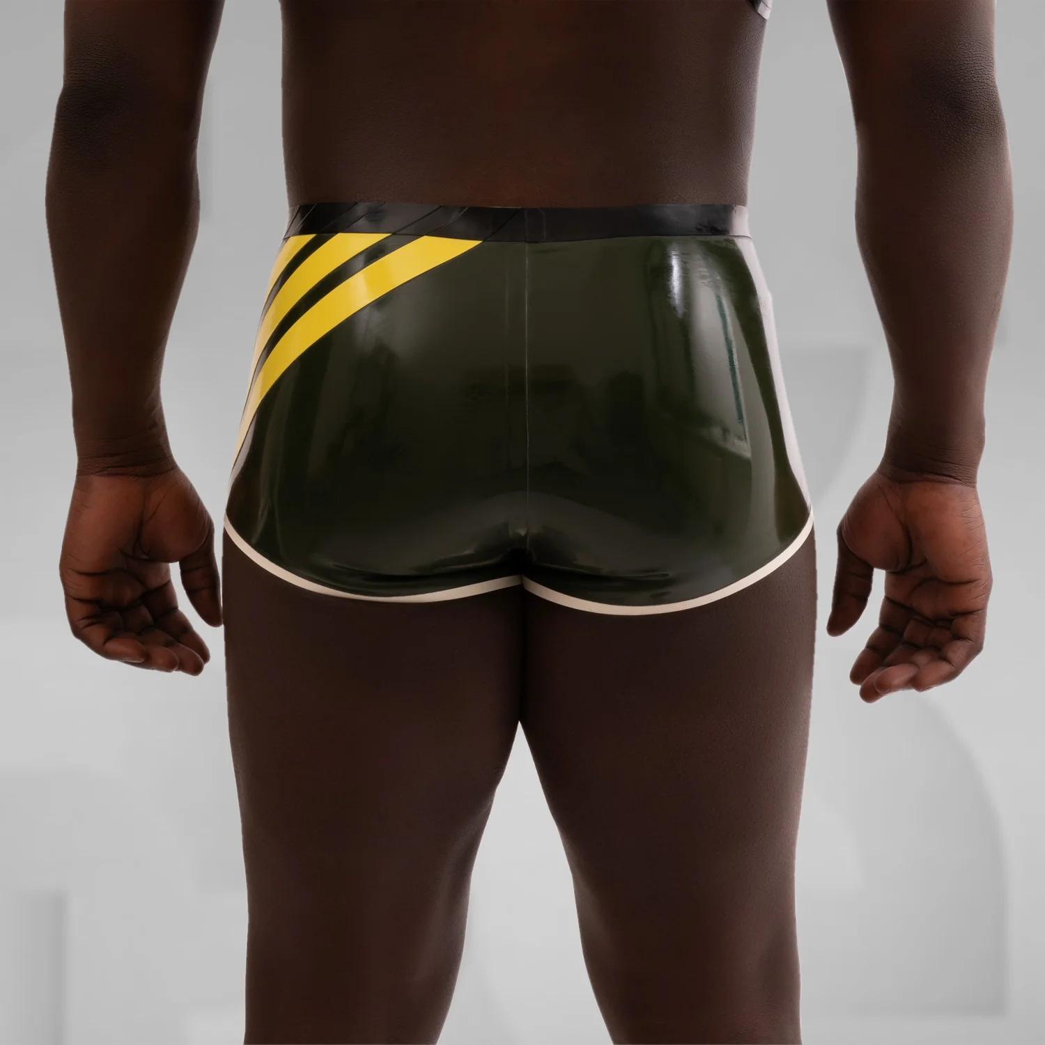 Latex Sport Shorts With Stripes - Image 4