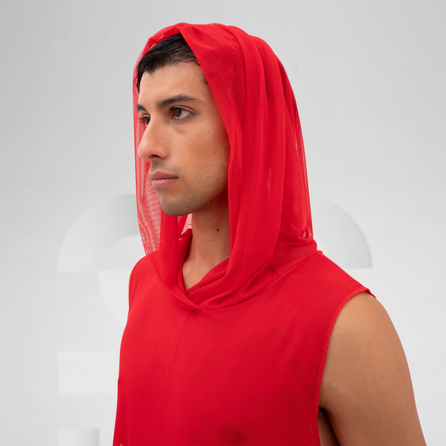 Mesh Avant-Garde Shirt with Hood - Image 7