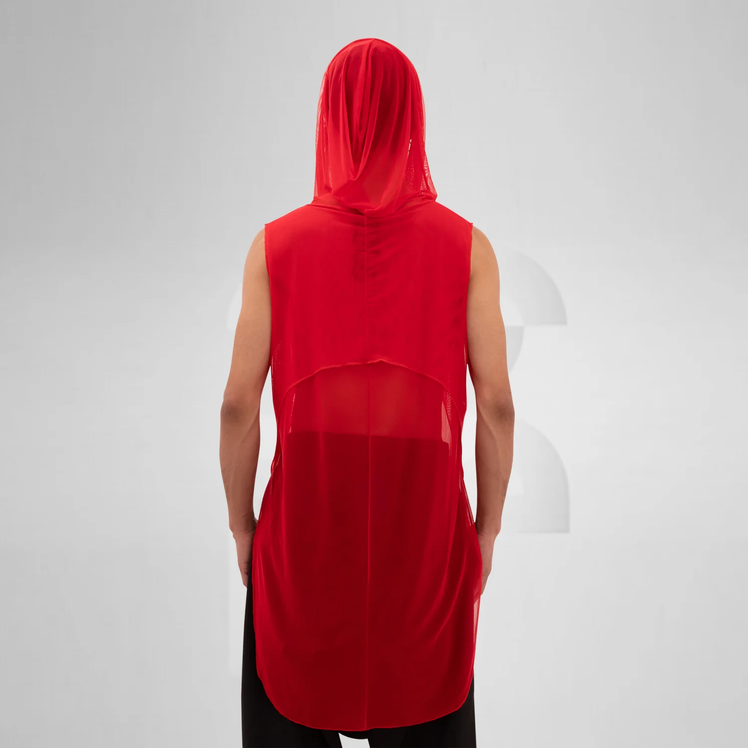 Mesh Avant-Garde Shirt with Hood - Image 9