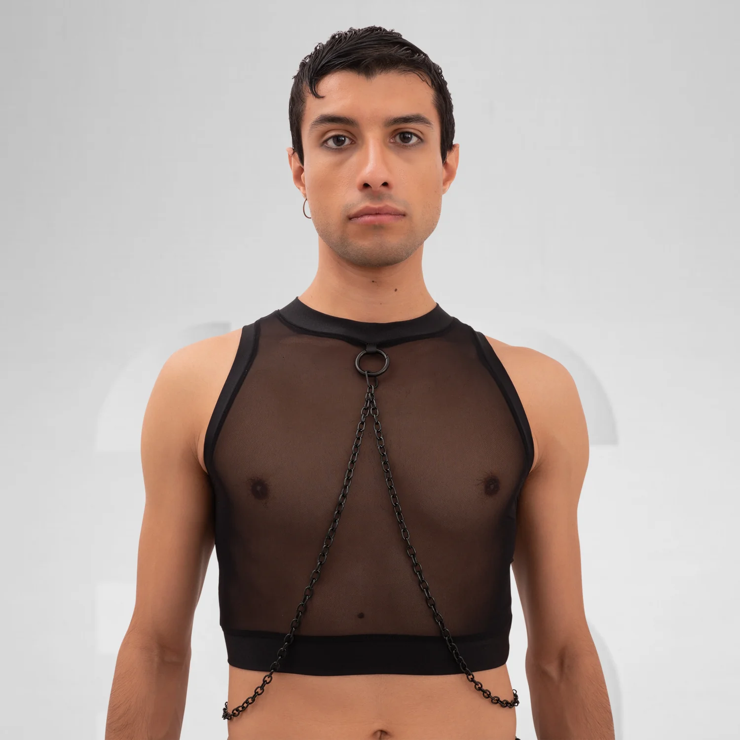 Mesh Crop Top with Chains - Image 5