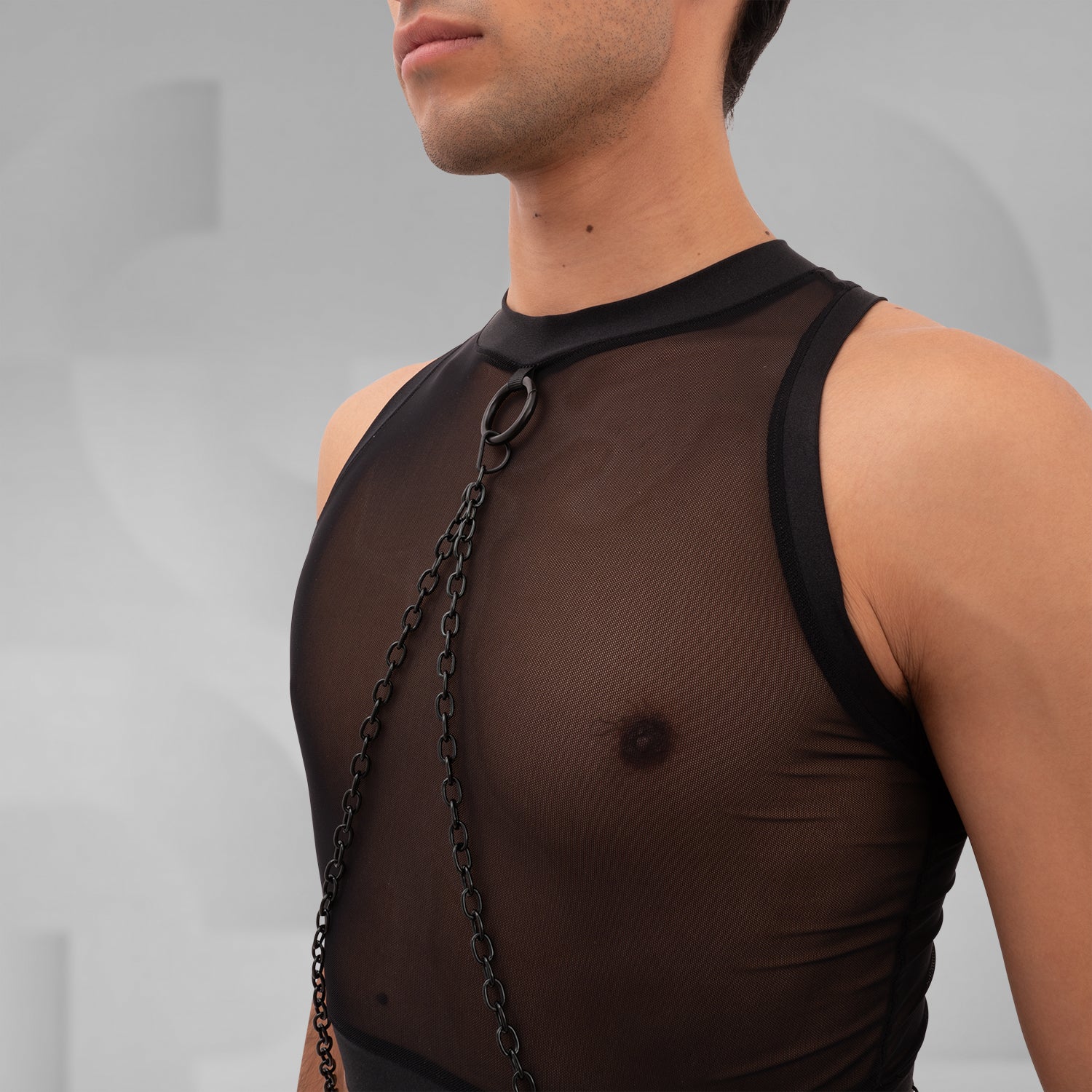 Mesh Crop Top with Chains - Image 6