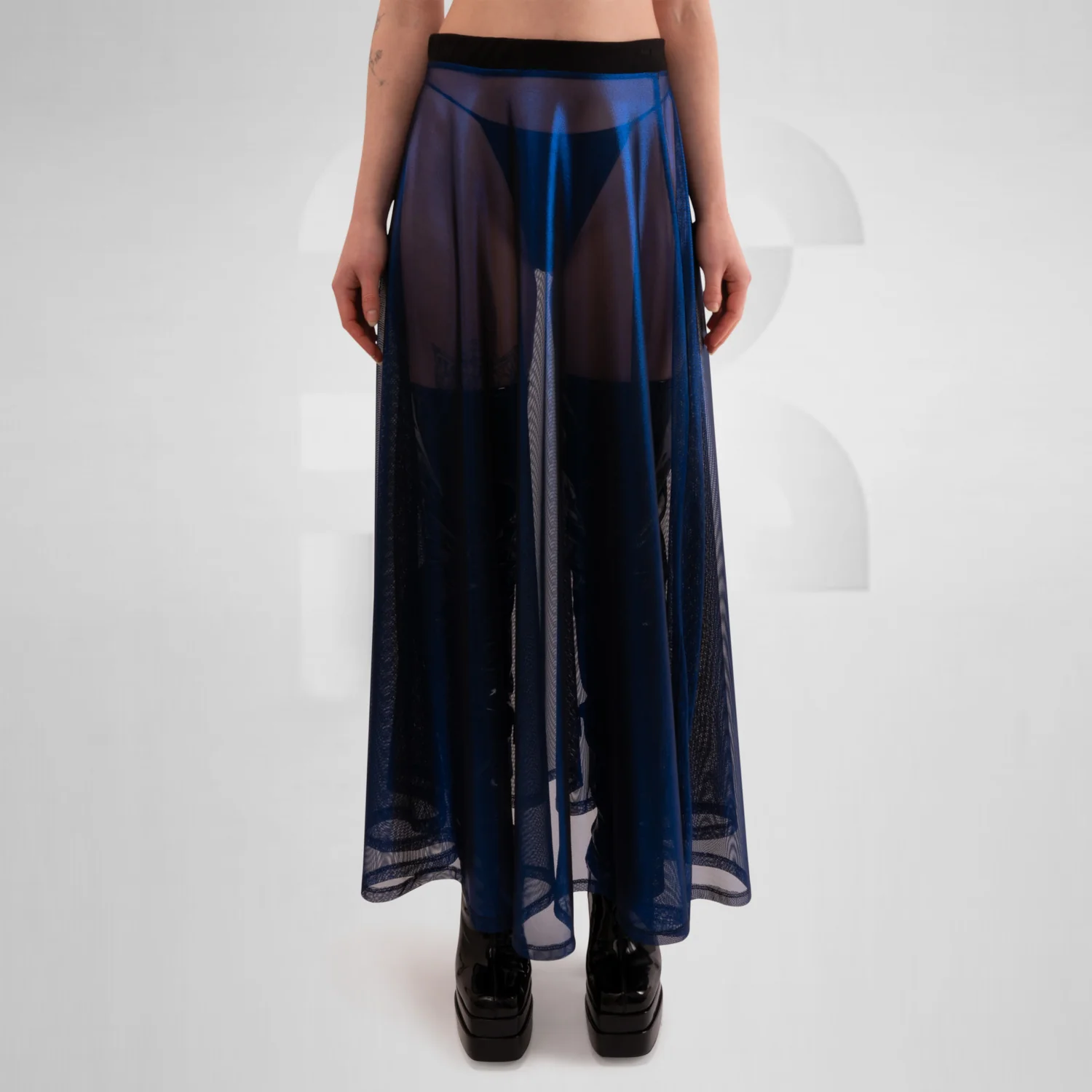Sheer Metallic A-Line Maxi Skirt - Image 3