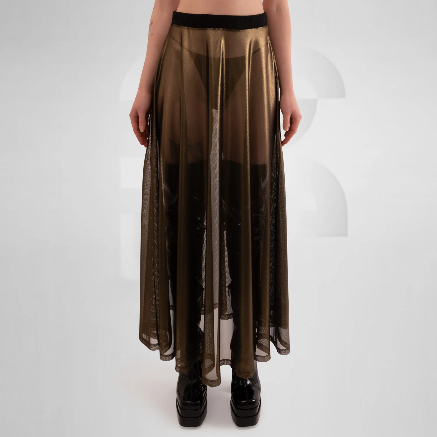 Sheer Metallic A-Line Maxi Skirt - Image 4