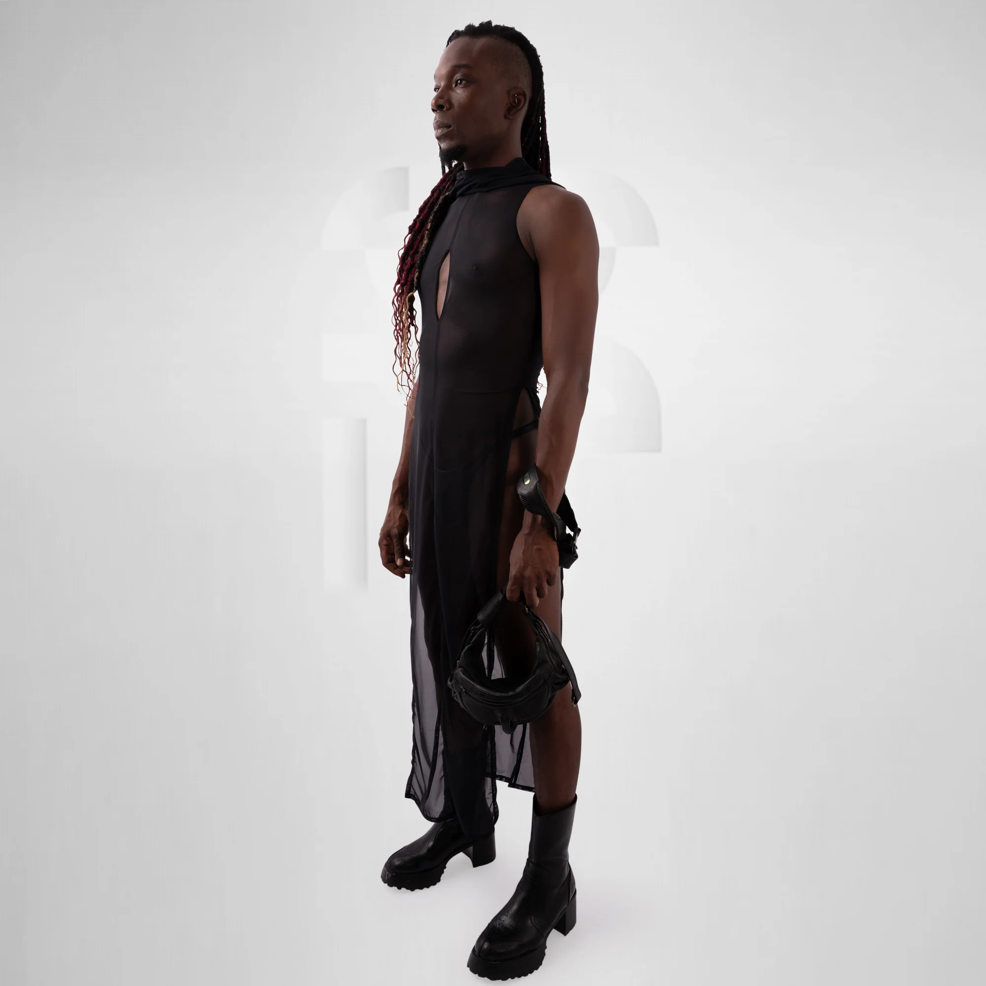 Unisex Witchy Mesh Dress with Slits - Image 4
