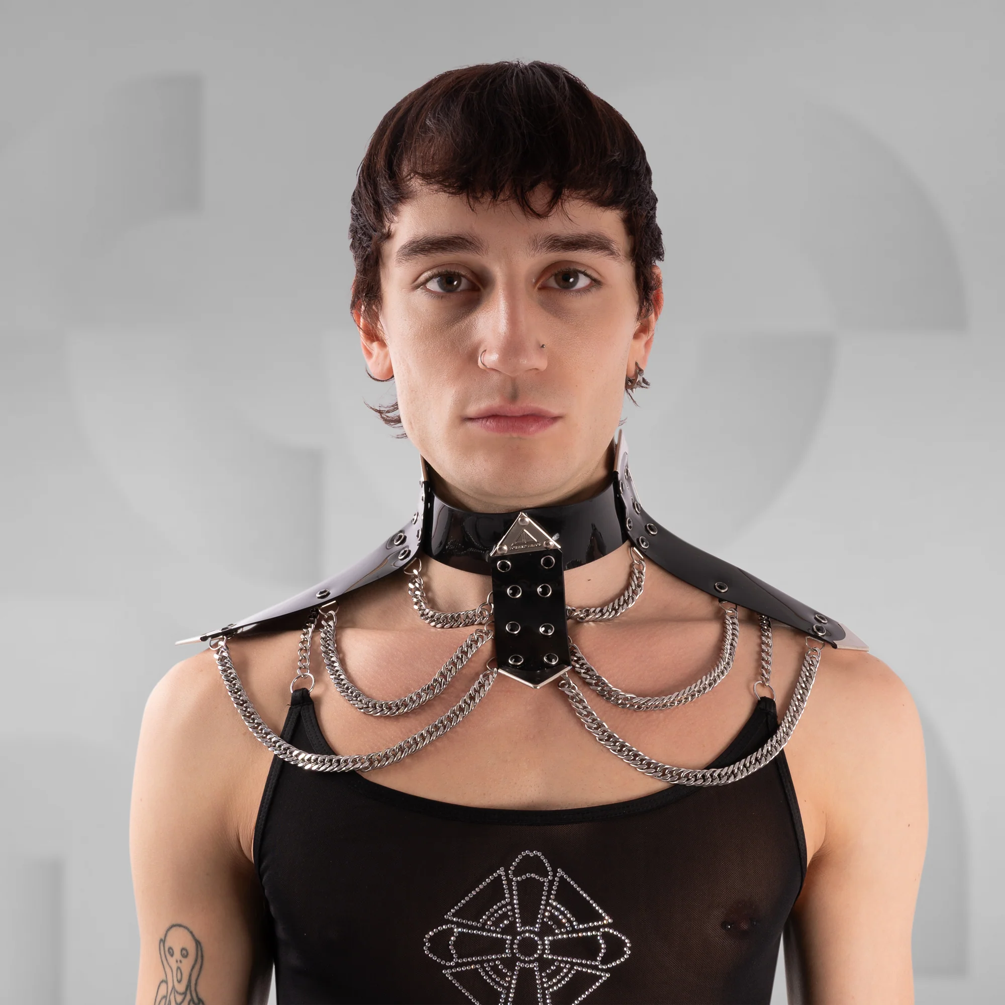 Vinyl Shoulder Choker with Chains