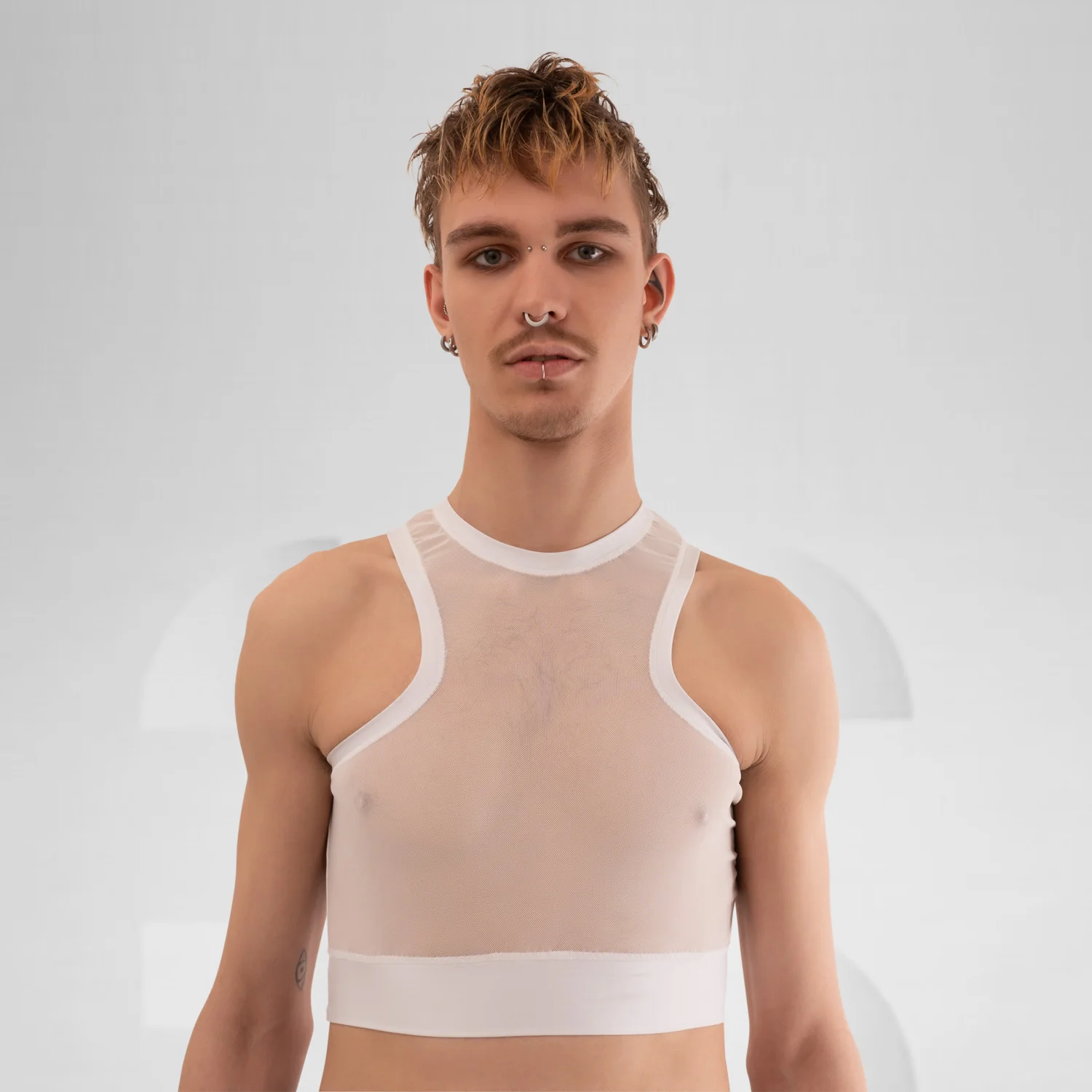 White Mesh Crop Tank Top - Image 3
