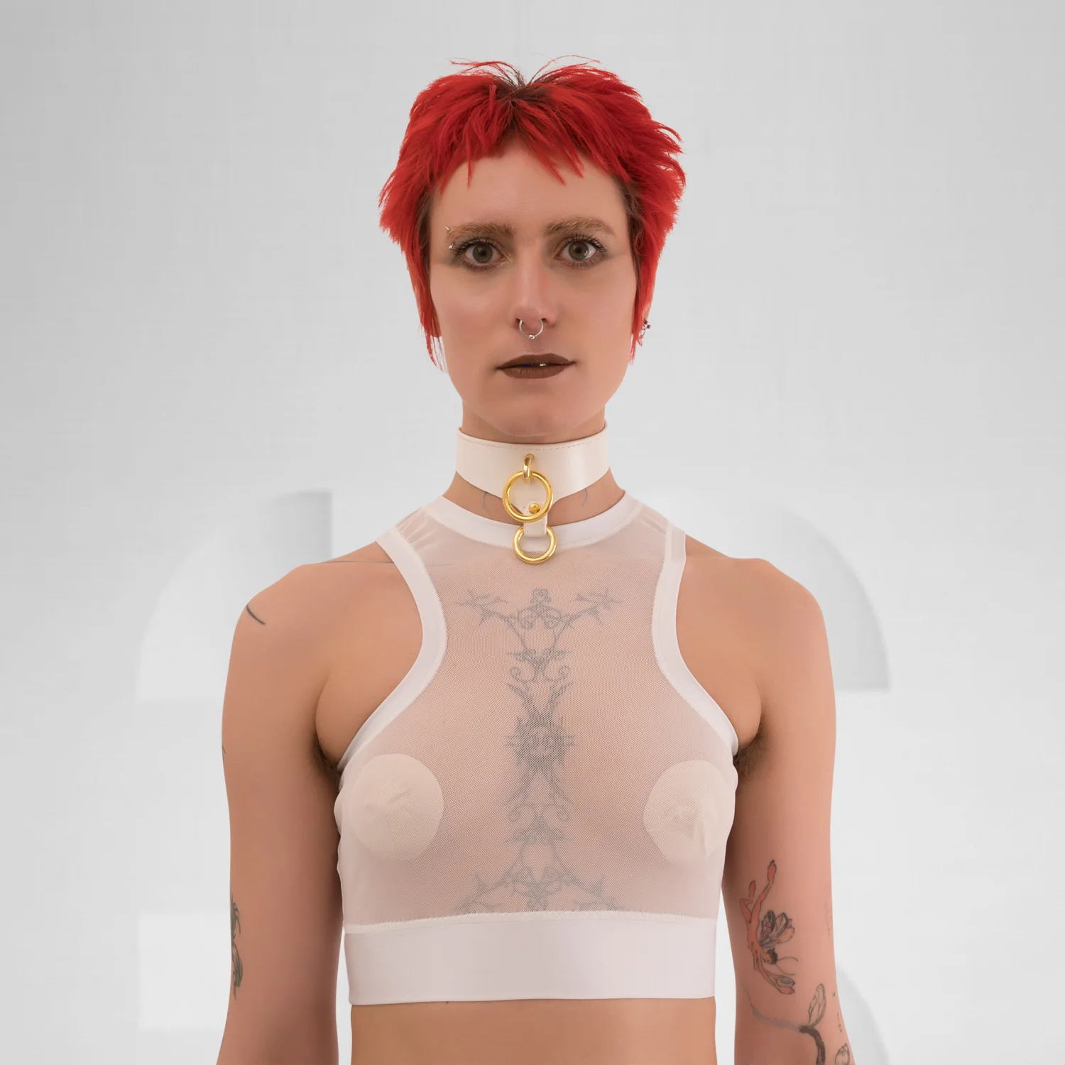 White Mesh Crop Tank Top - Image 6